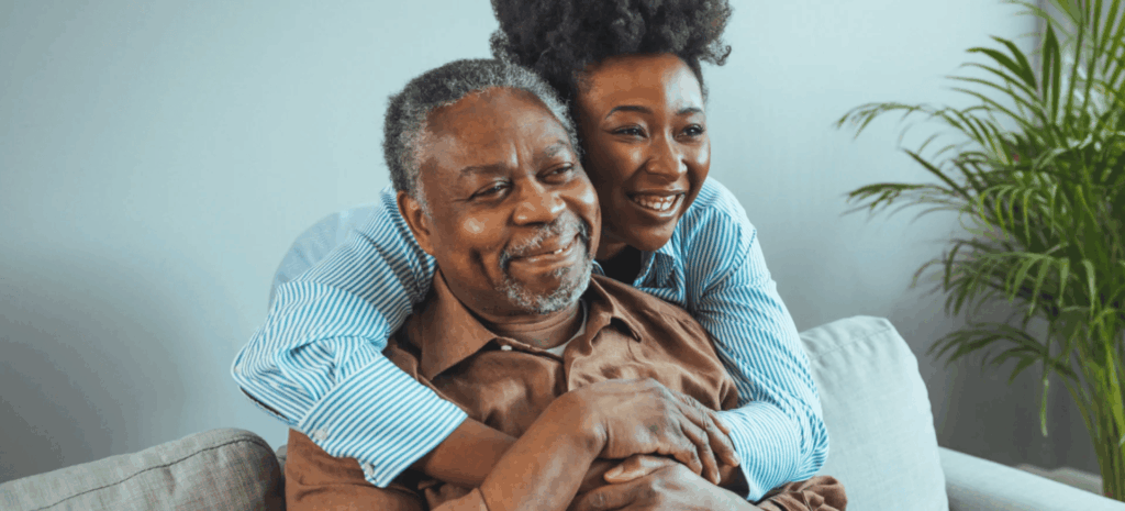 Daughter hugging her father